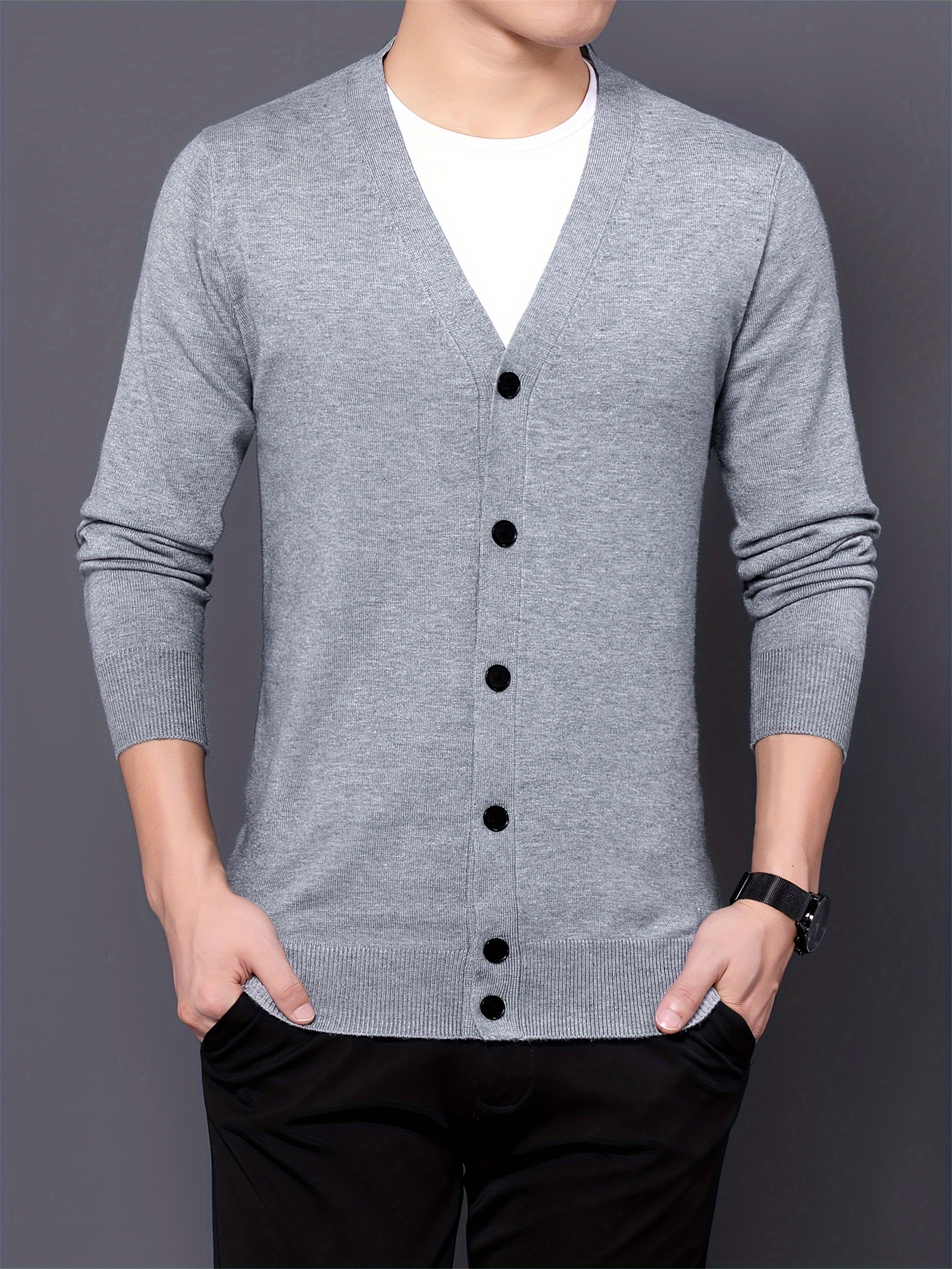 korean style knitted cardigan men trendy business casual Temu