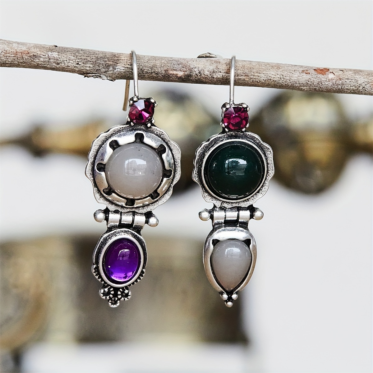 Boucles d'oreilles clip vintage rétro | Bijoux de fantaisie multicolores attrayants pour femme - France