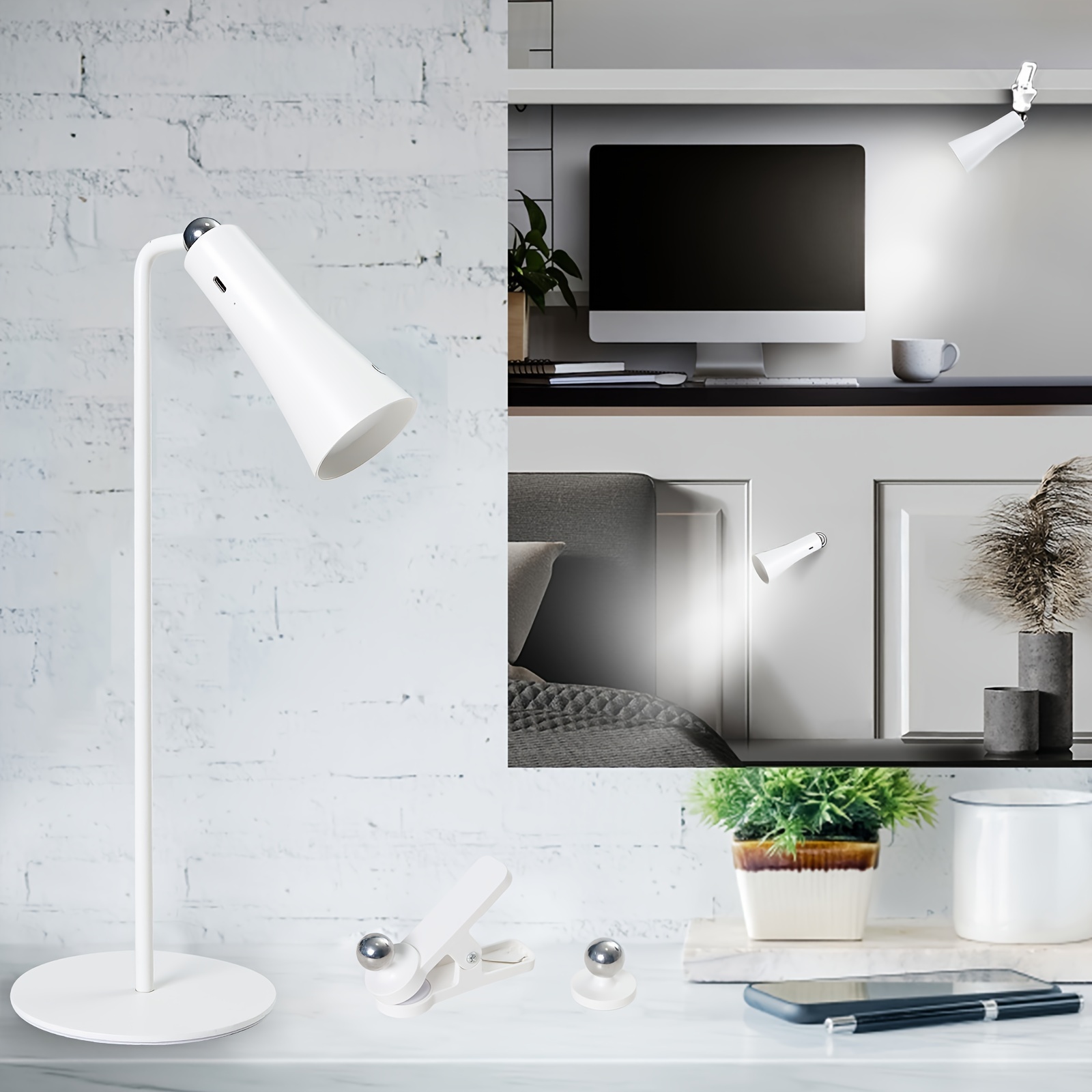 Chargement USB Lampes de table sans fil, lampe de bureau LED rechargeable  1800mA , 3 modes de couleur
