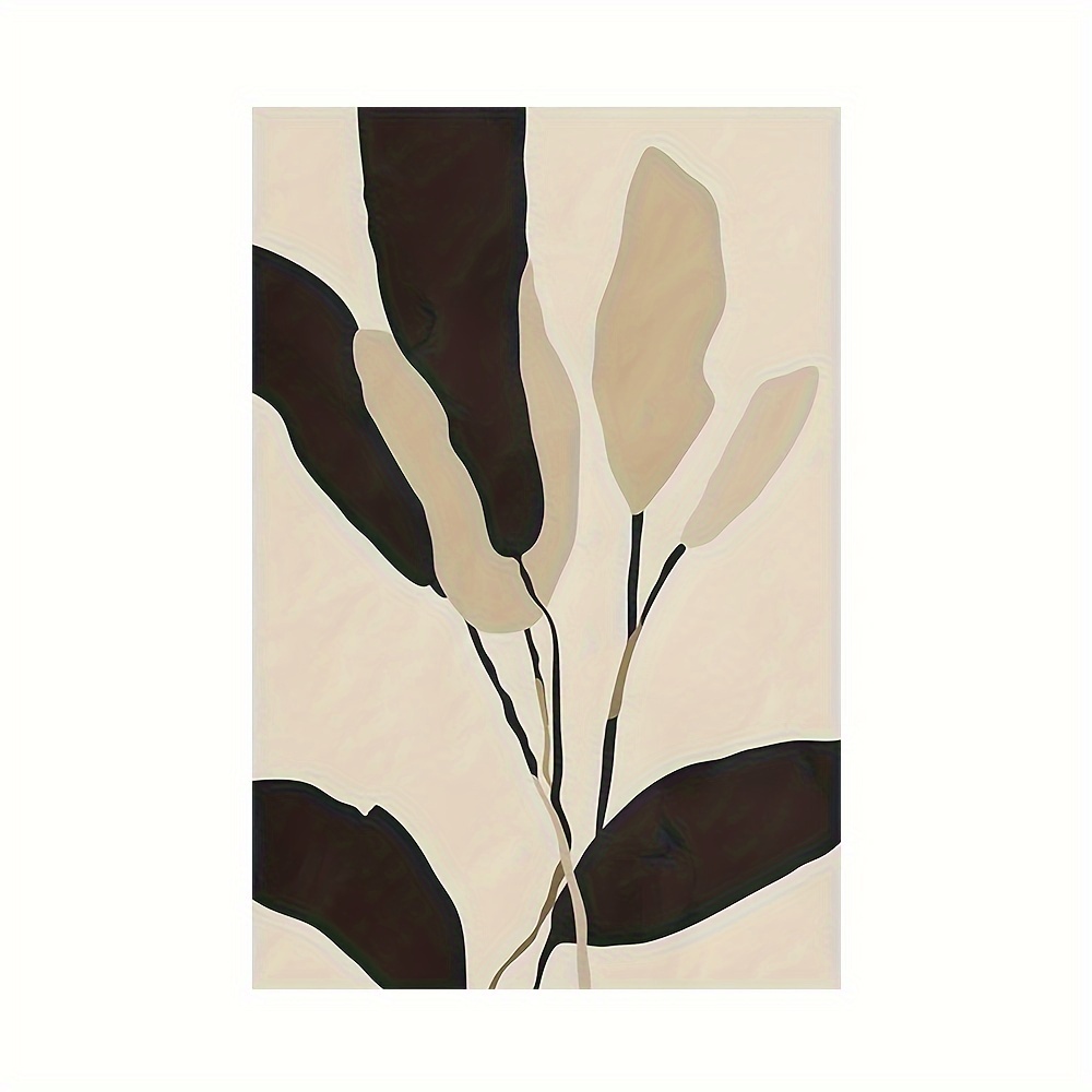 Abstract Boho Modern Black Botanical Leaf Wall Art Poster - Temu