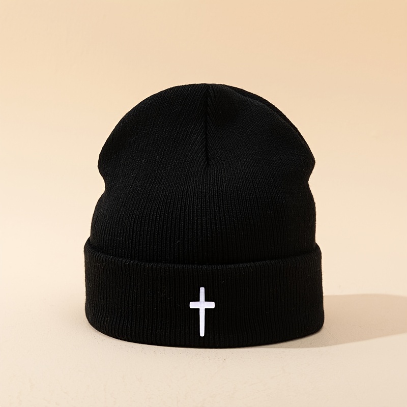 Image of Autumn Winter Thin Embroidered Cross Hat Boys' Fashion Versatile No-brim Cap
