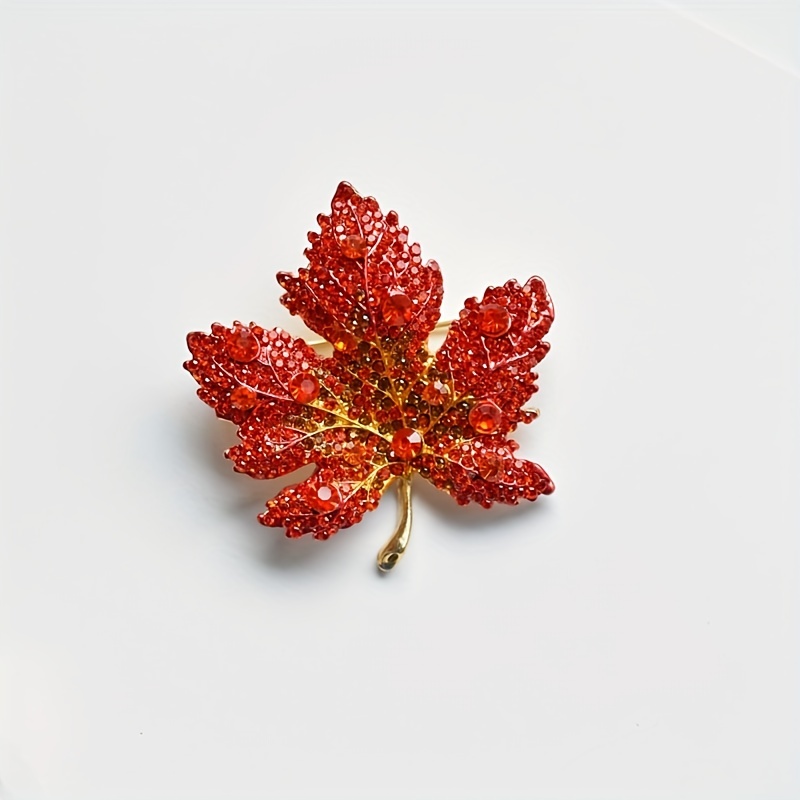 Maple Leaf Rhinestone Brooch, Vintage Design