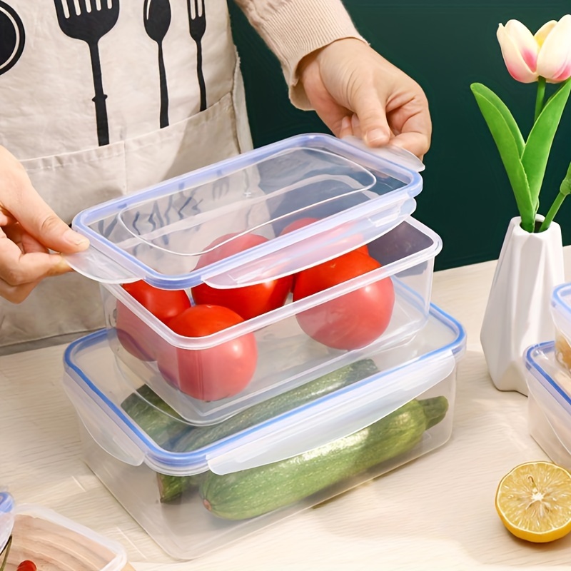 Clear Plastic Food Storage Box With Locking Lid Sealed - Temu