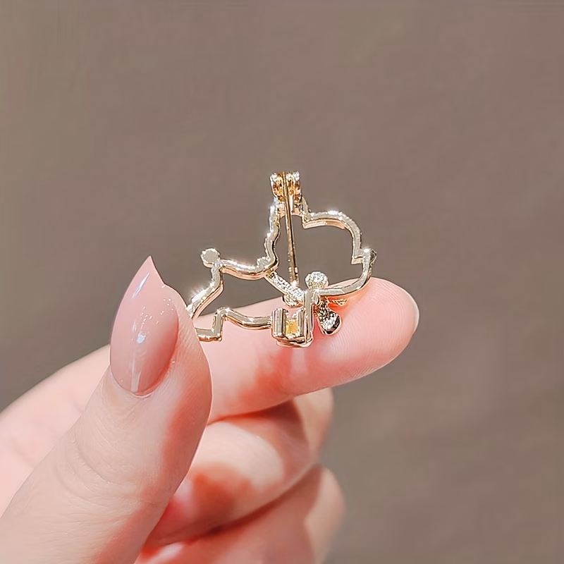alloy cute french bulldog brooch with pin for cardigan suit hollow badge accessory for women and men bag pencil bag decor 3