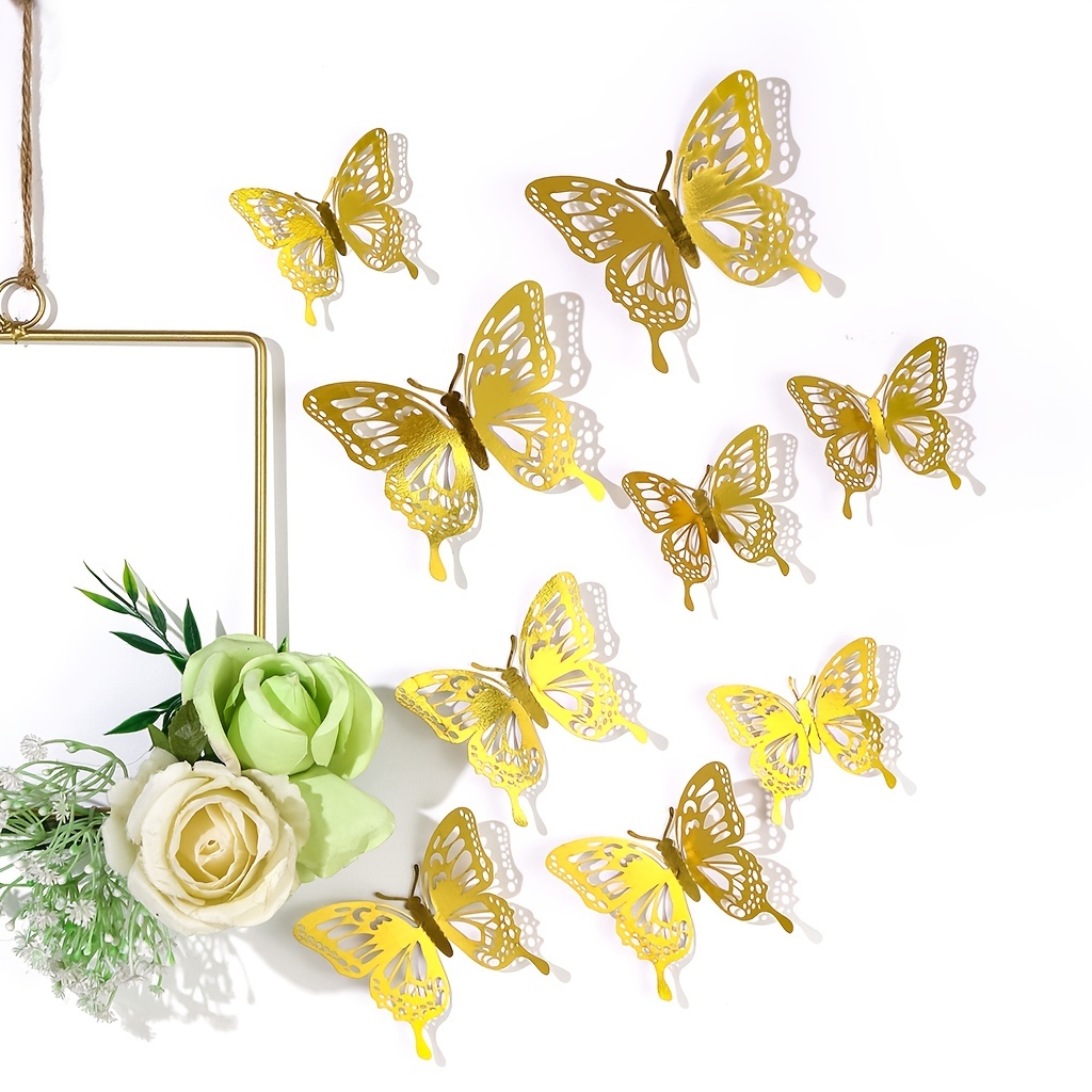 3d Butterfly Wall Stickers Hollow Out Butterfly Adhesive Art - Temu