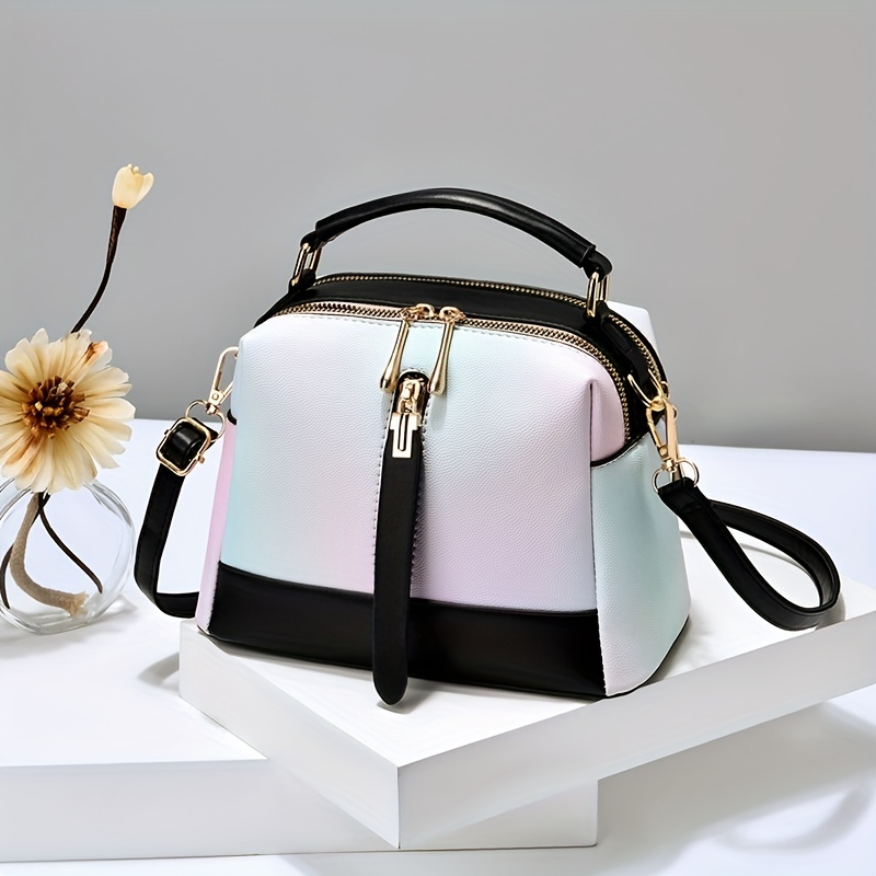Handbag Fashion Bag with Multi Zipper Women's Small PU Leather