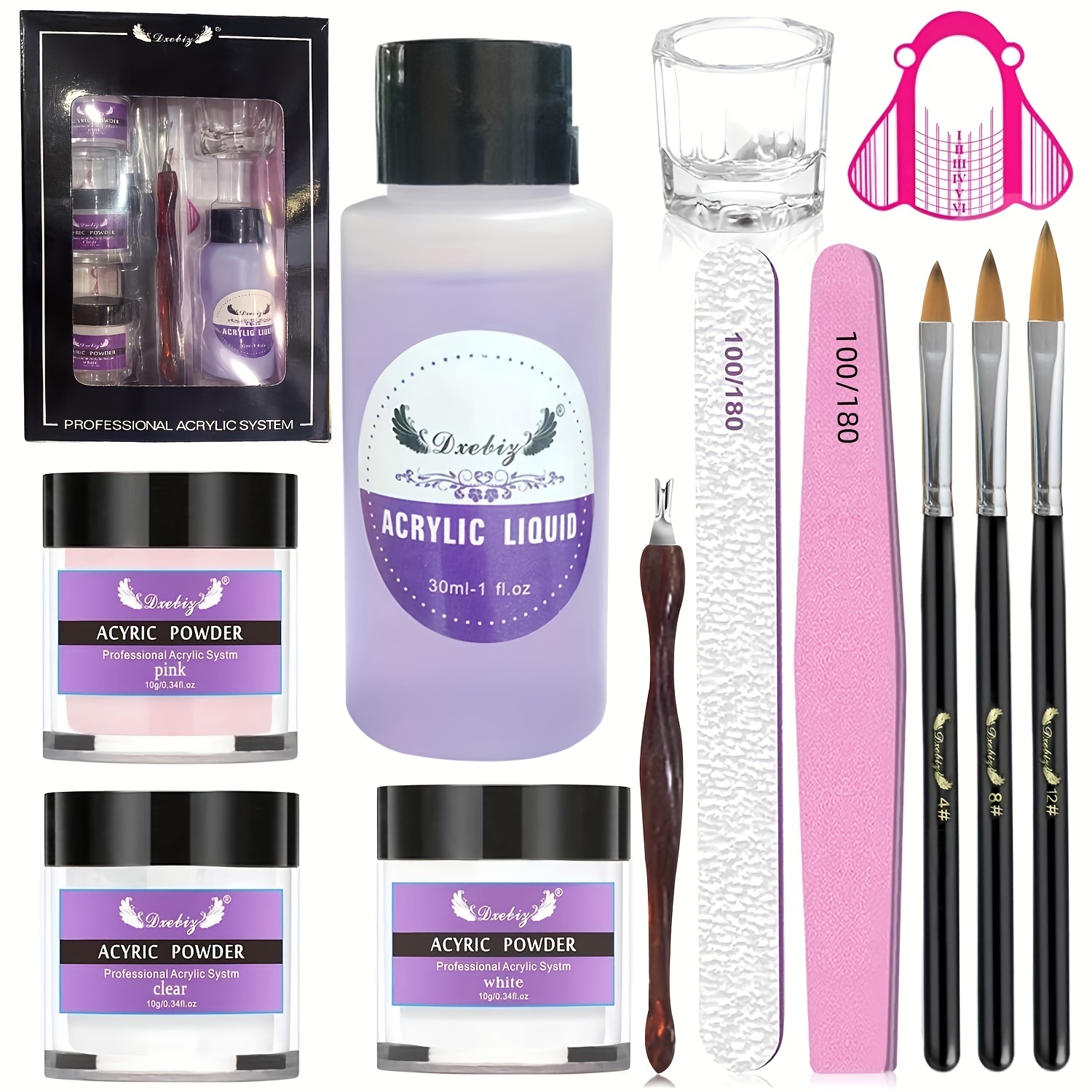 Acrylic Nail Kit Clear Nude Acrylic Powder Nails Kit - Temu