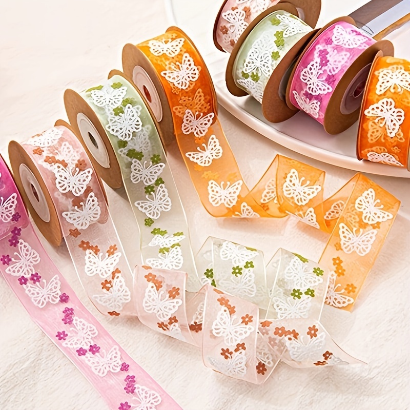 Sheer Wired Organza Ribbon Floral Ribbon For Gift Wrapping - Temu