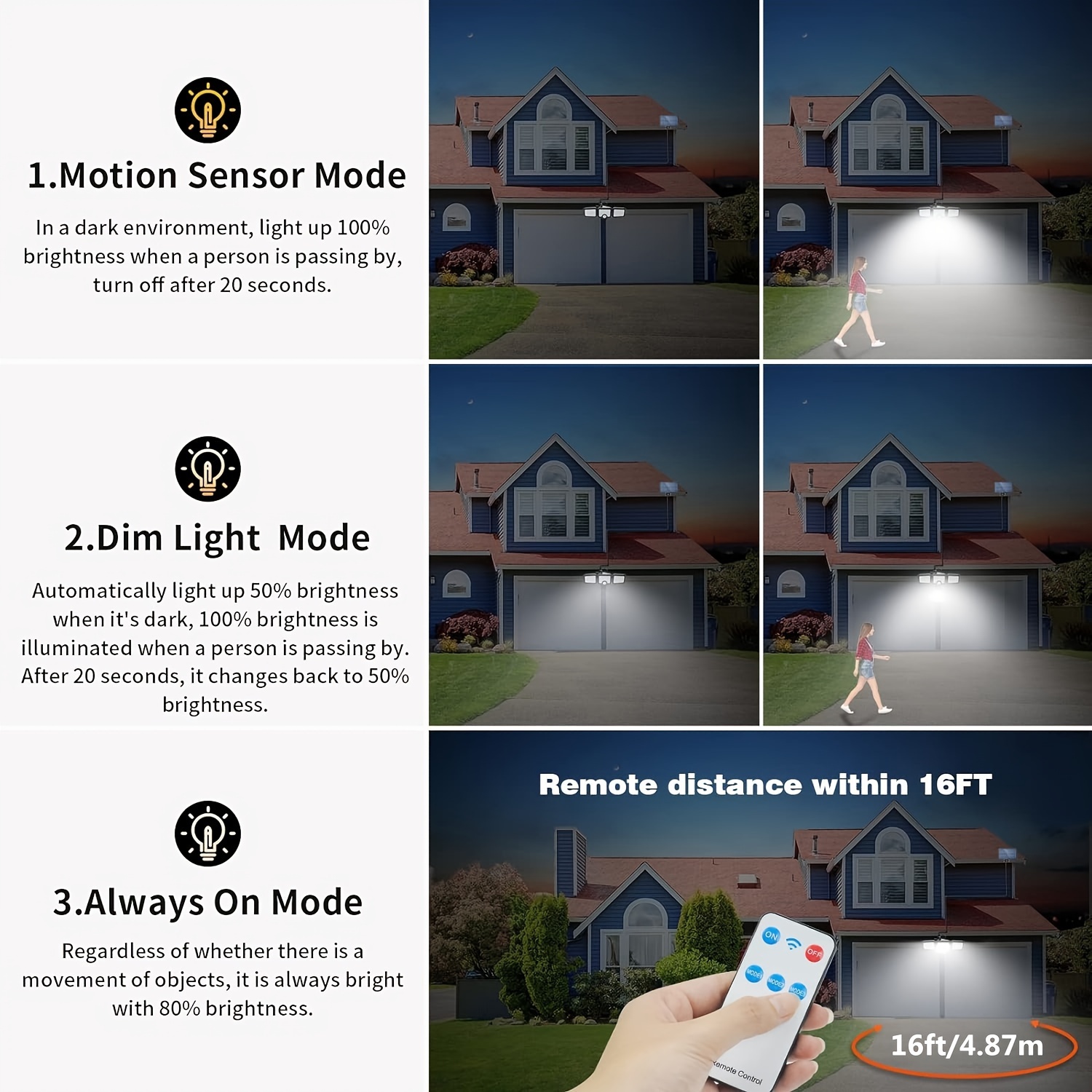 Foco de seguridad LED con sensor de movimiento para exteriores