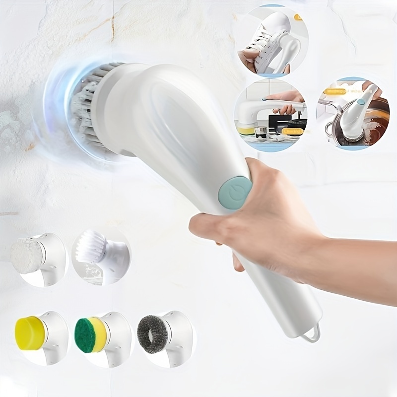 Electric Spin Scrubber Rechargeable, Scrubber With 4 Replaceable Cleaning  Brush Heads