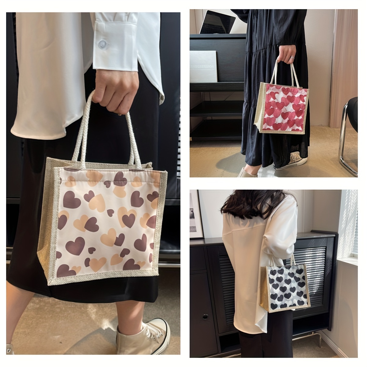 Bear Pattern Linen Tote Bag, Cute Cartoon Lunch Bag, Portable Storage  Handbag For Work School Travel - Temu Germany