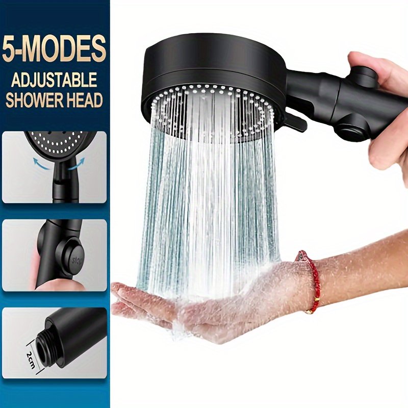 

1pc High Pressure Water Saving Shower Head With 5 Adjustable Modes - Save Water And Enjoy A Luxurious Bathing Experience Bathroom Accessories, Shower Head