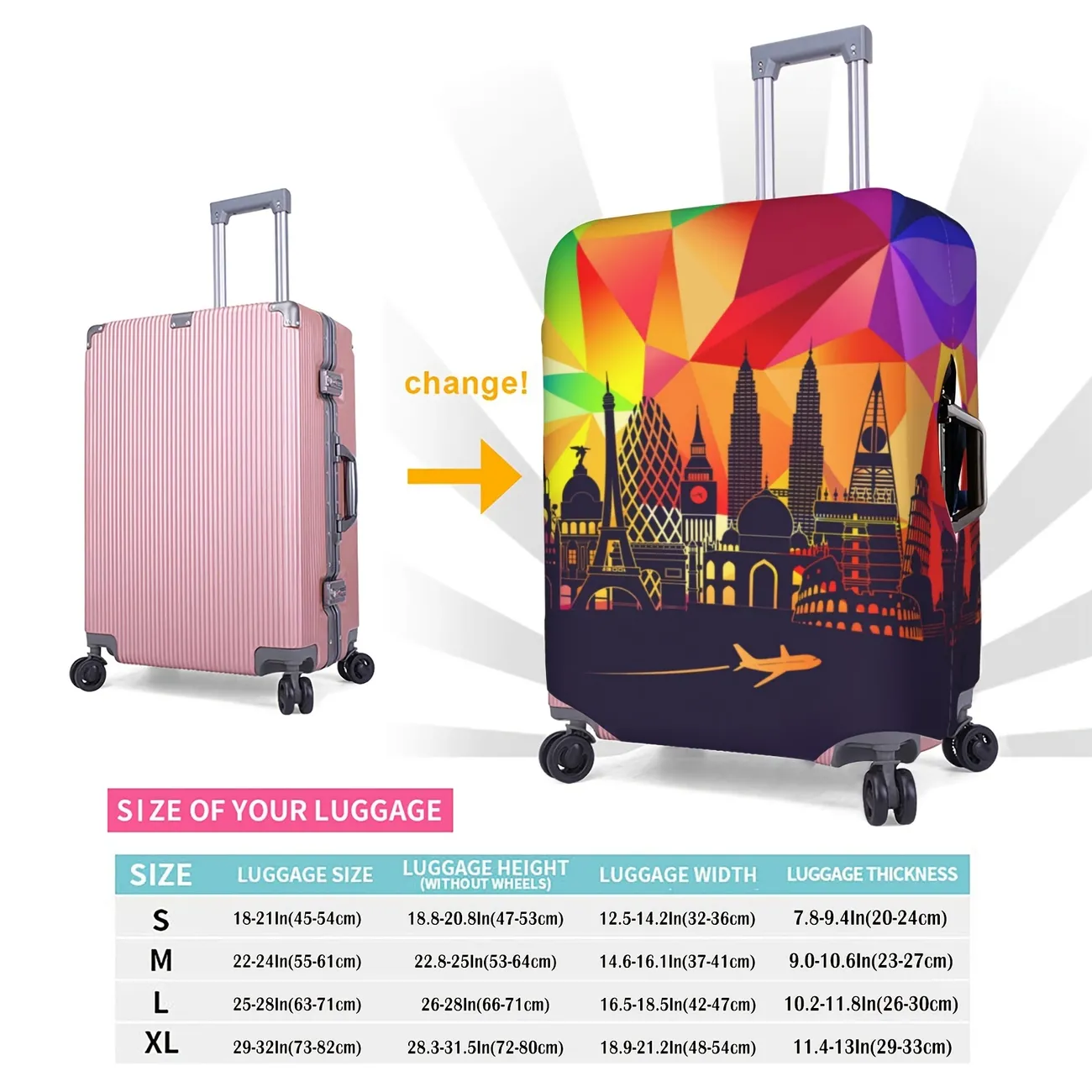 Travel Suitcase Protector Elastic Protective Washable Luggage Cover With  Concealed Zipper Suitable For - Temu Belgium