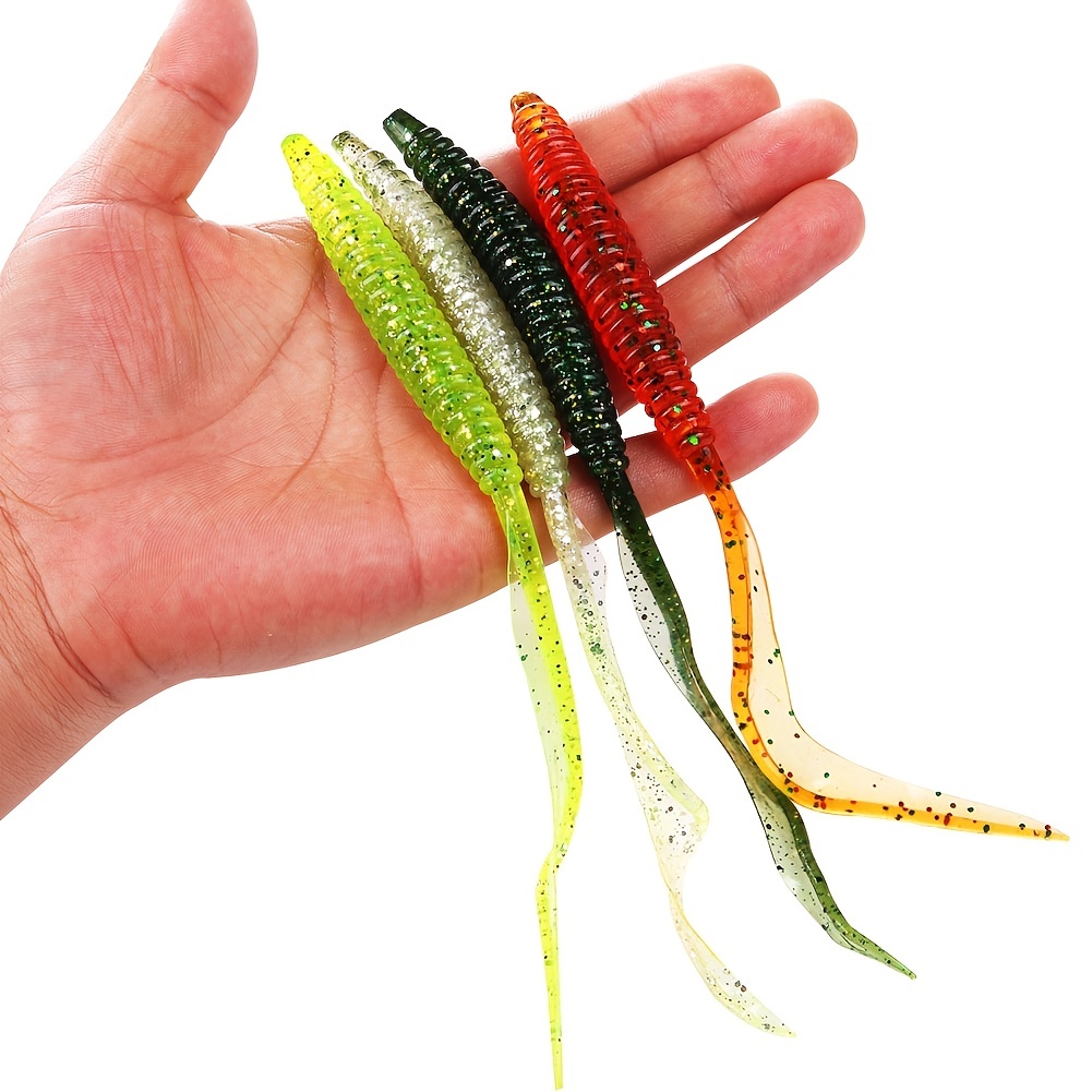 Sougayilang Curly Worms Soft Bait Smelly Silicone Artificial - Temu