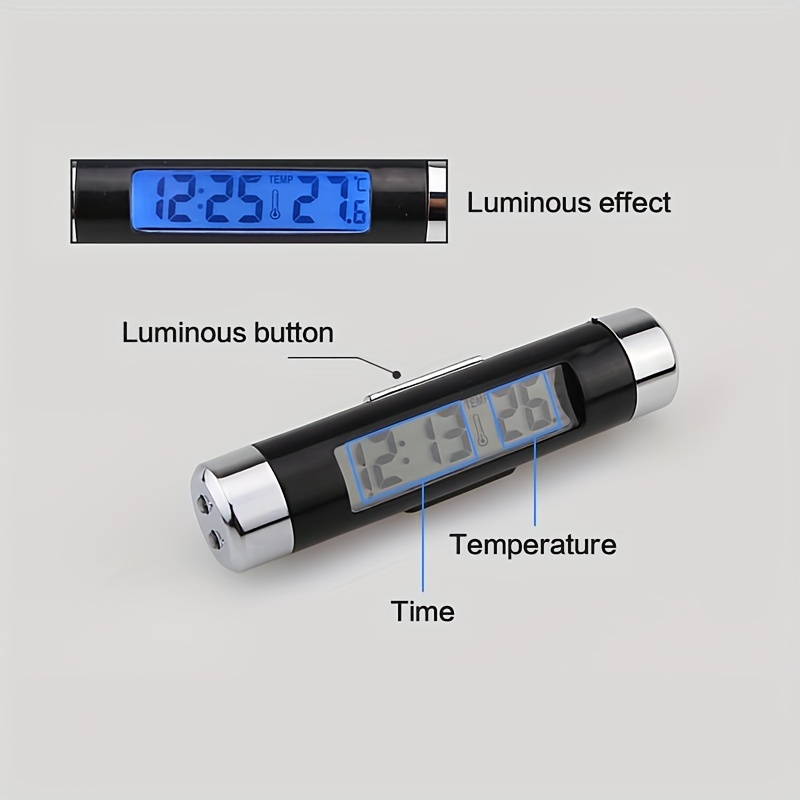 Reloj de salpicadero de Temperatura del Coche, LCD Digital del Coche  Interior electrónico LED Reloj de Tiempo termómetro con luz de Fondo para  el