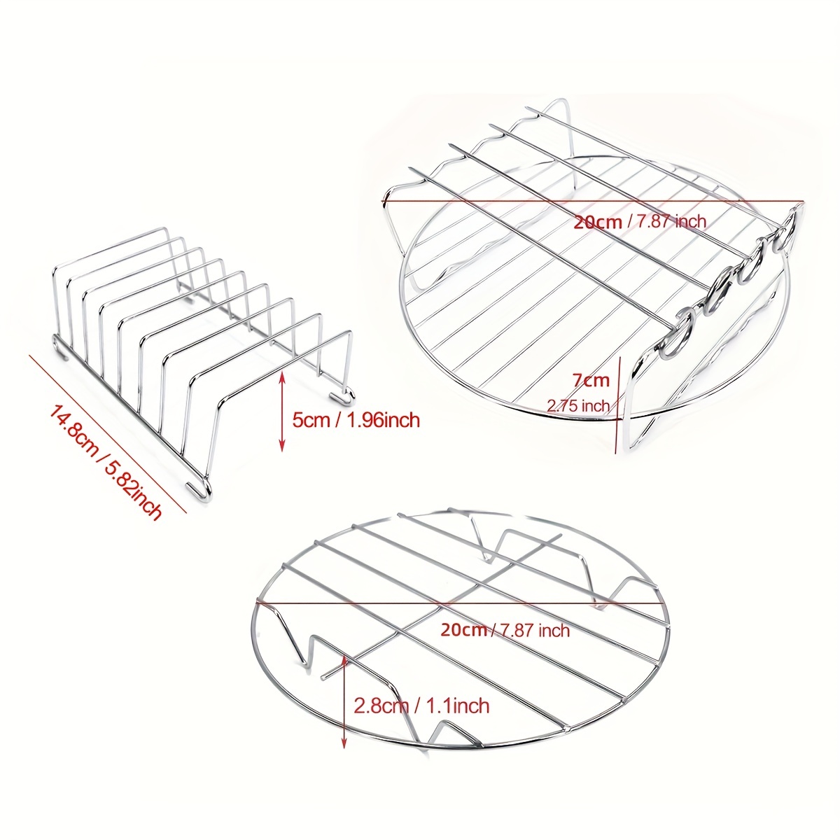 2 Pcs Air Fryer Accessories Air Fryer Rack Set Multi-Purpose Double Layer  Rack with Skewer