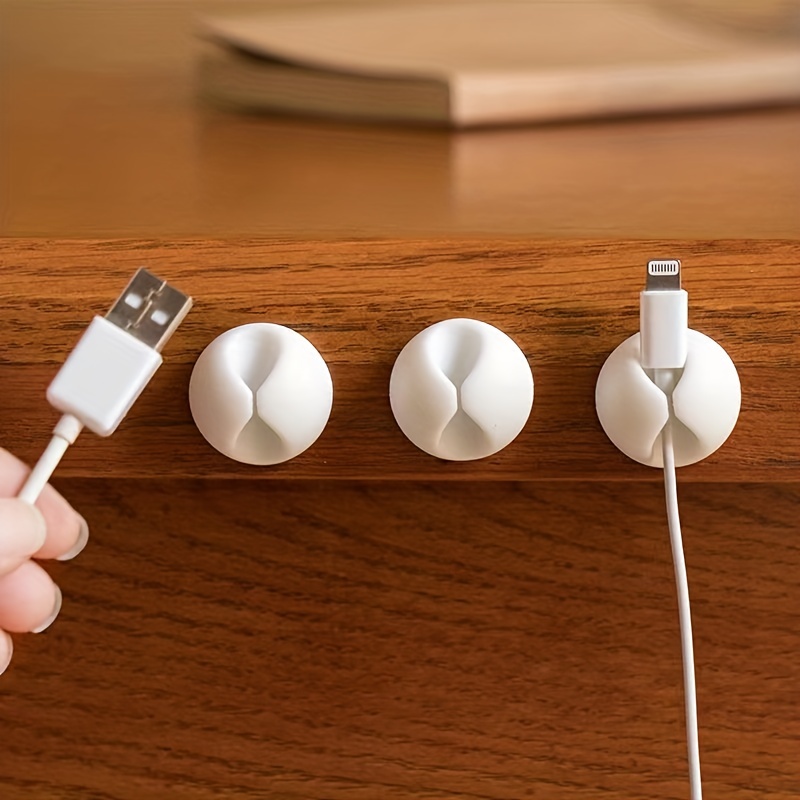 10pcs Desktop Cable Manager Cord Organizer Wire Holder Adhesive Cord