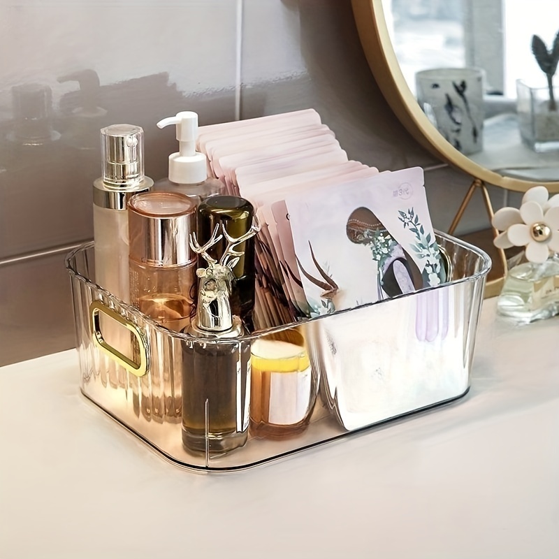 Makeup Tray Holder Organizer Cosmetic Display Case Bathroom Makeup Organizer Desktop Vanity Skincare Storage Case With Handle Gift For Women