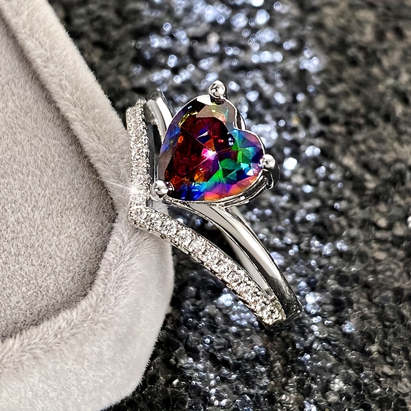 Rainbow Heart Ring 8