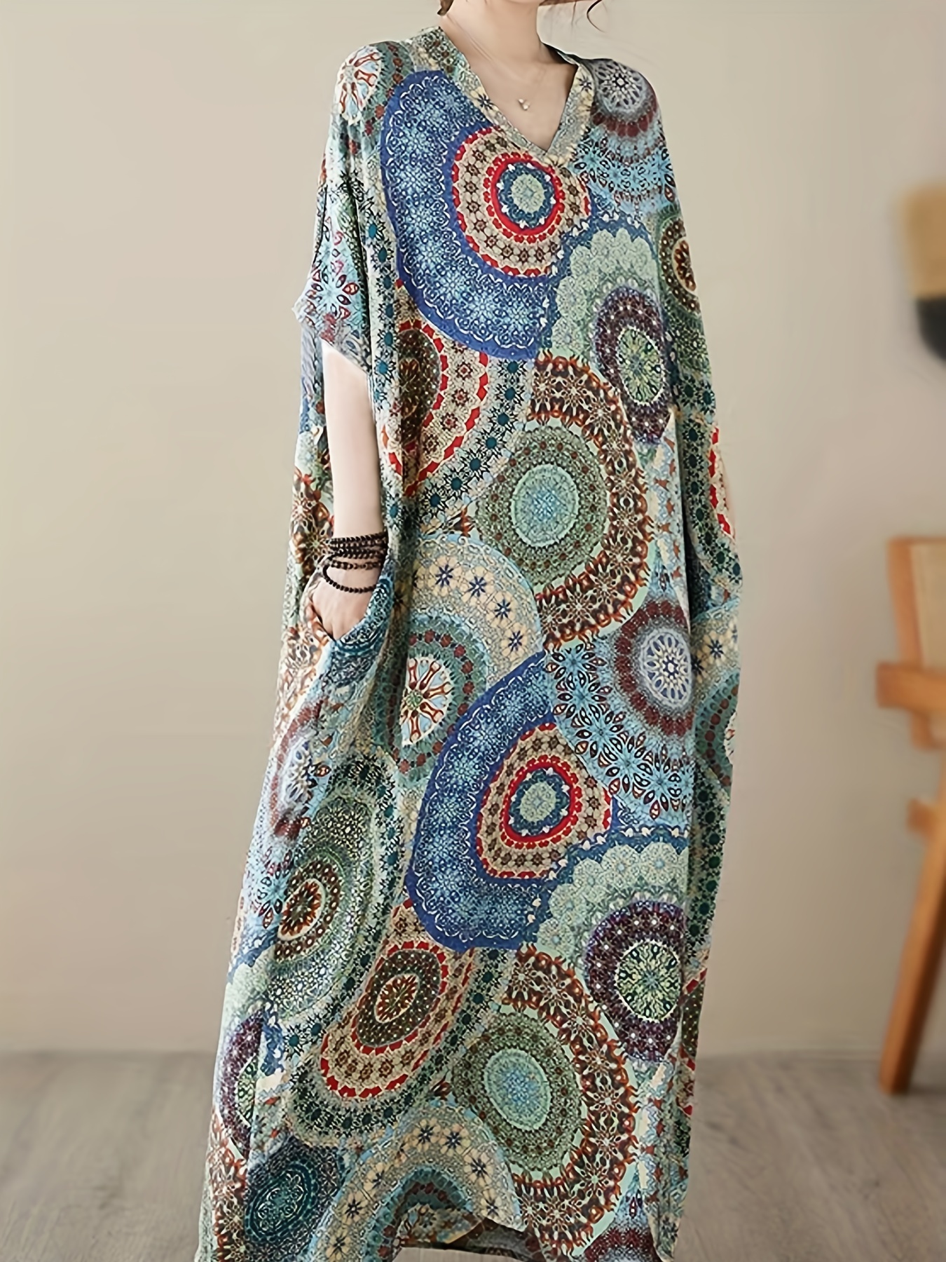 Plus Size Boho Dress Women's Plus Southwestern Print Long - Temu