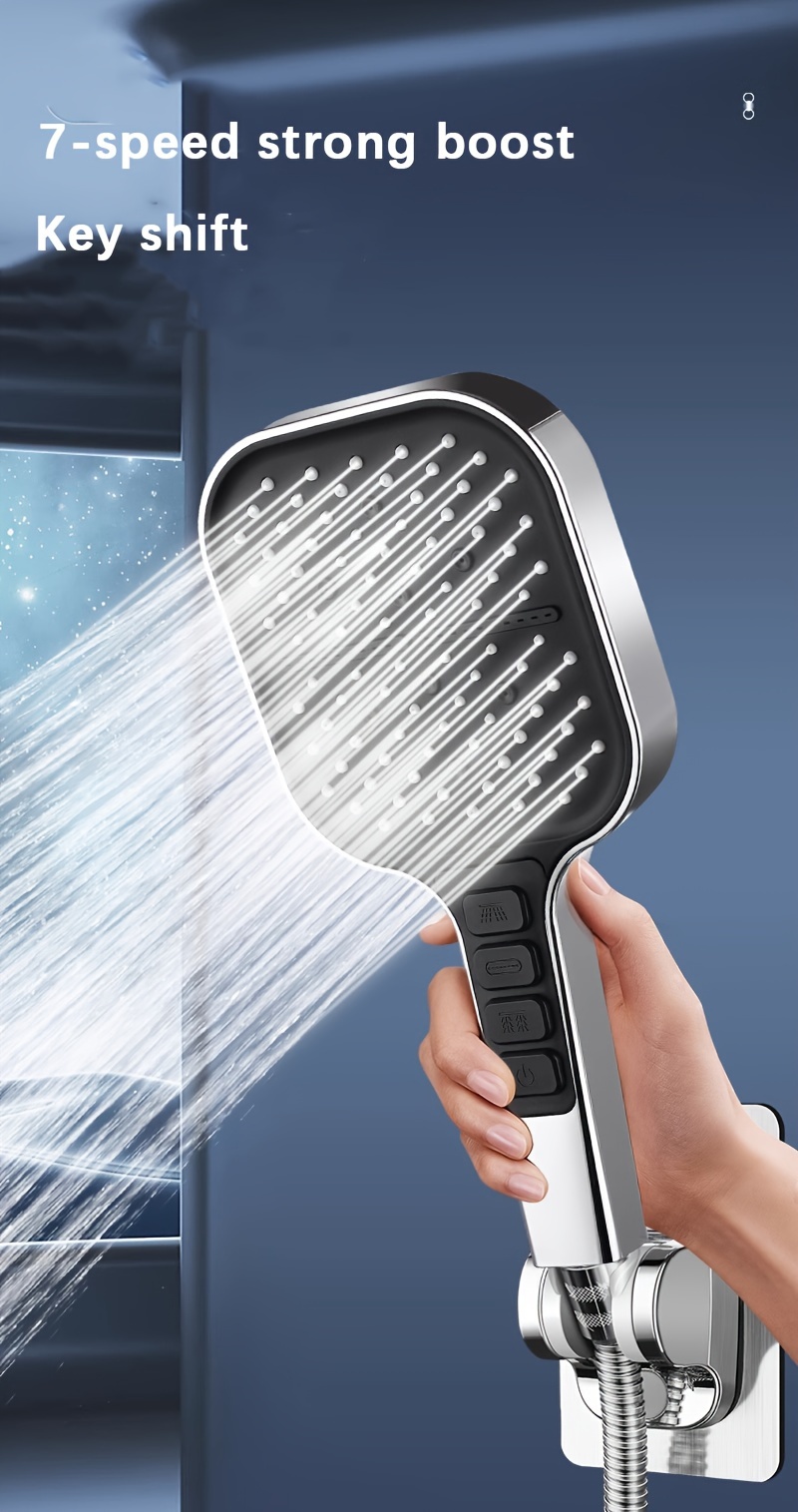 high pressure shower head with handheld 7 mode shower heads with 59 extra long stainless steel hose adjustable bracket   tile pets Product details 1