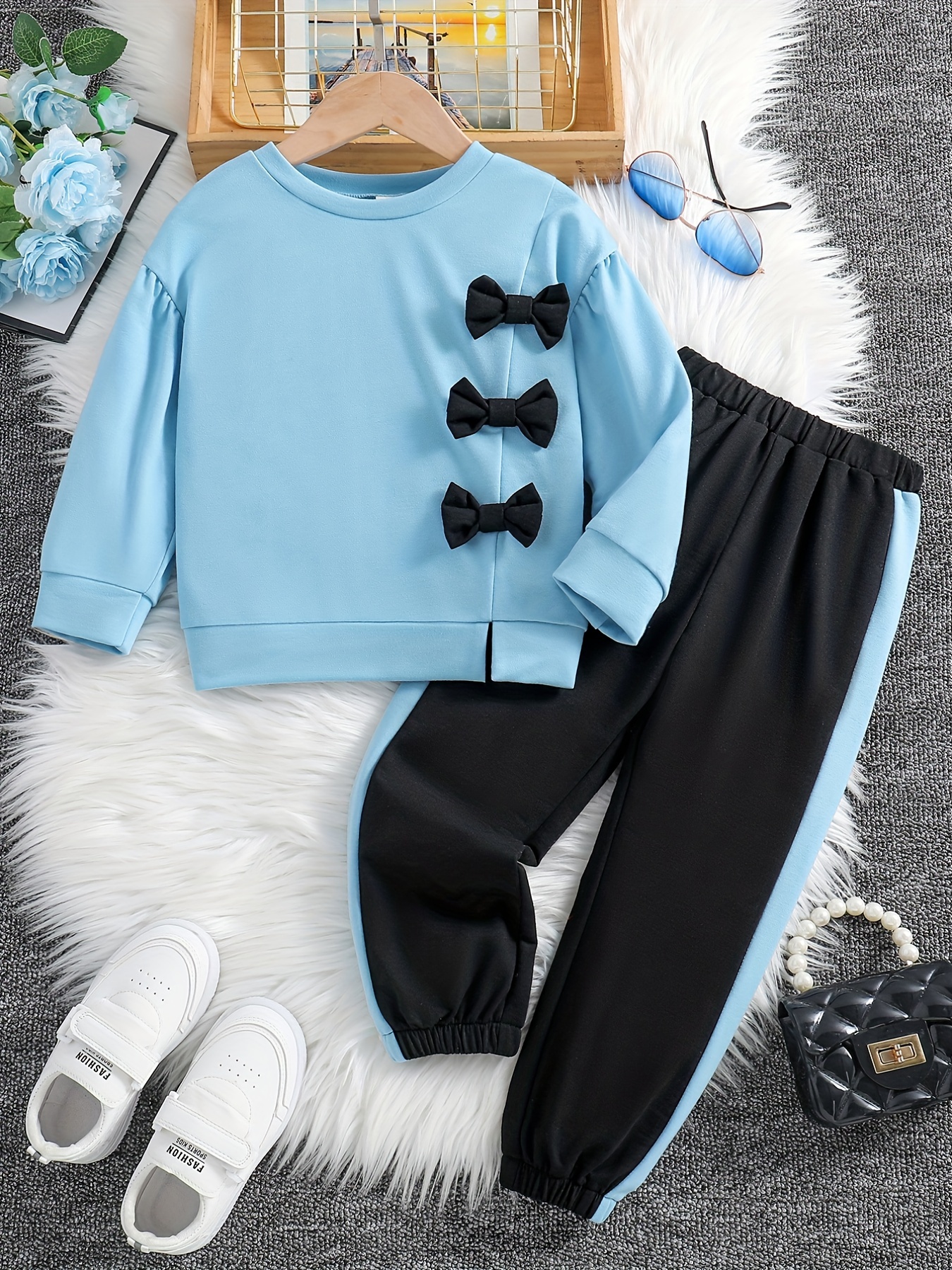 Fashion Kids Little Girls Clothing 2 Pieces Sets Cotton Solid Casual  T-shirt+Elastic Waist Pants Young Children Outfits 1-6Y