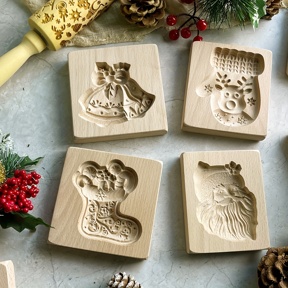 Moule en bois pour biscuits fourrés - Noël - 3 pcs