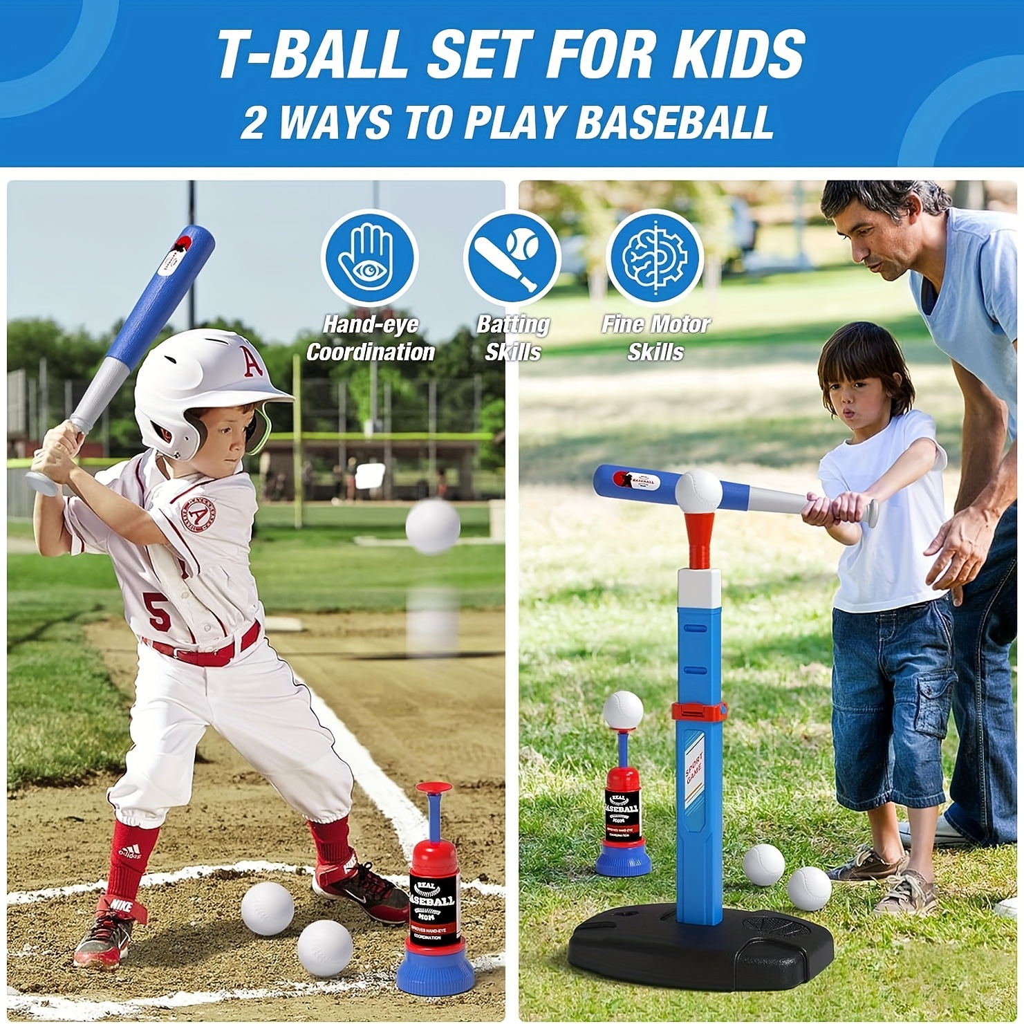 Ensemble de panier de basket et de baseball 2 en 1 pour enfants – Hauteur  réglable, jouet de baseball pour enfants avec machine à lancer automatique,  jouet de sport d'intérieur et d'extérieur