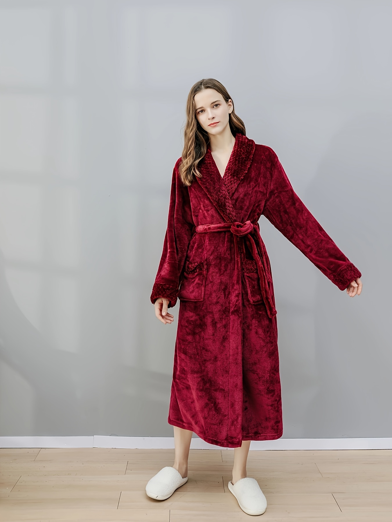 Robes for Women Fuzzy Long Sleeve Sleepwear Dress for Women