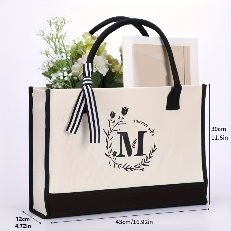 Fashion Letter Print Tote Bag Portable Small Canvas Bag - Temu