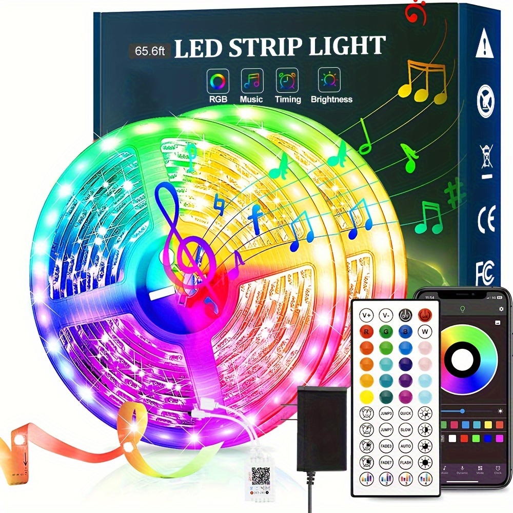 DAYBETTER Led Strip Lights Smart with App Control Remote, 5050 RGB for  Bedroom, Music Sync Color Changing for Room Party 100ft (2 Rolls of 50ft)