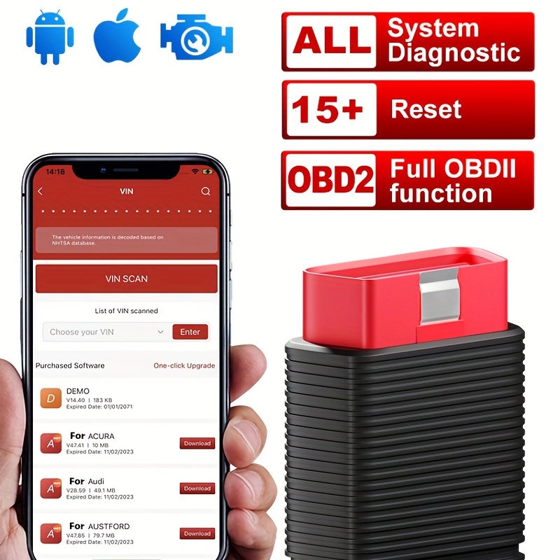 OBD2 Bluetooth Scanner Code Reader Reset for iOS Android, Auto Car  Diagnostic Scan Tool OBDII Adapter and App Check Clear Engine Light for  VW/Audi/BMW/Ford/SEAT/Skoda/Nissan/Jaguar/Toyota/Lexus/Mini : :  Automotive