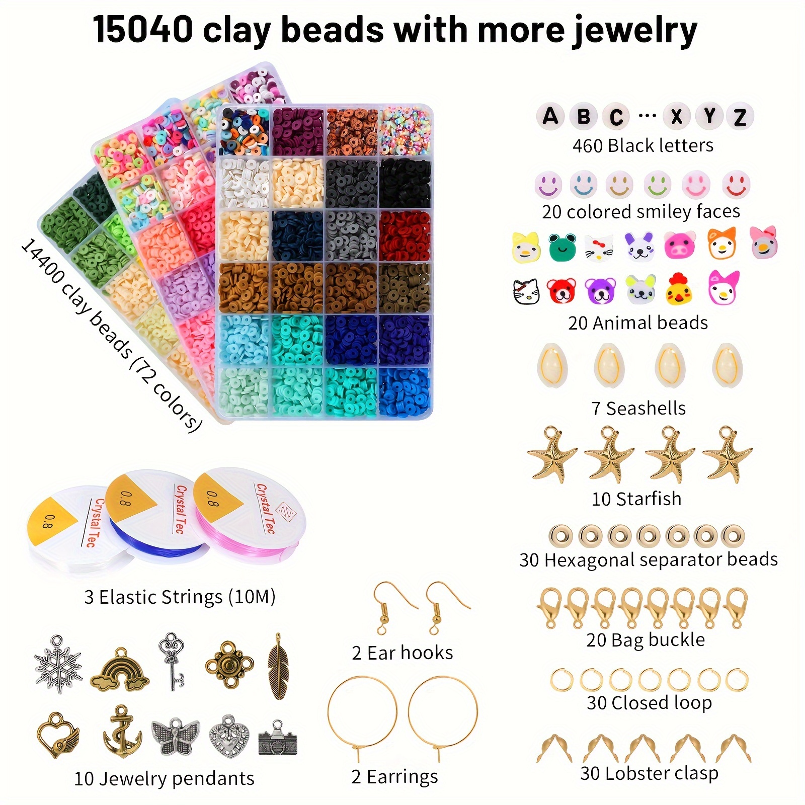Clay Beads Diy Bracelet Necklace Jewelry Making 72 Colors - Temu