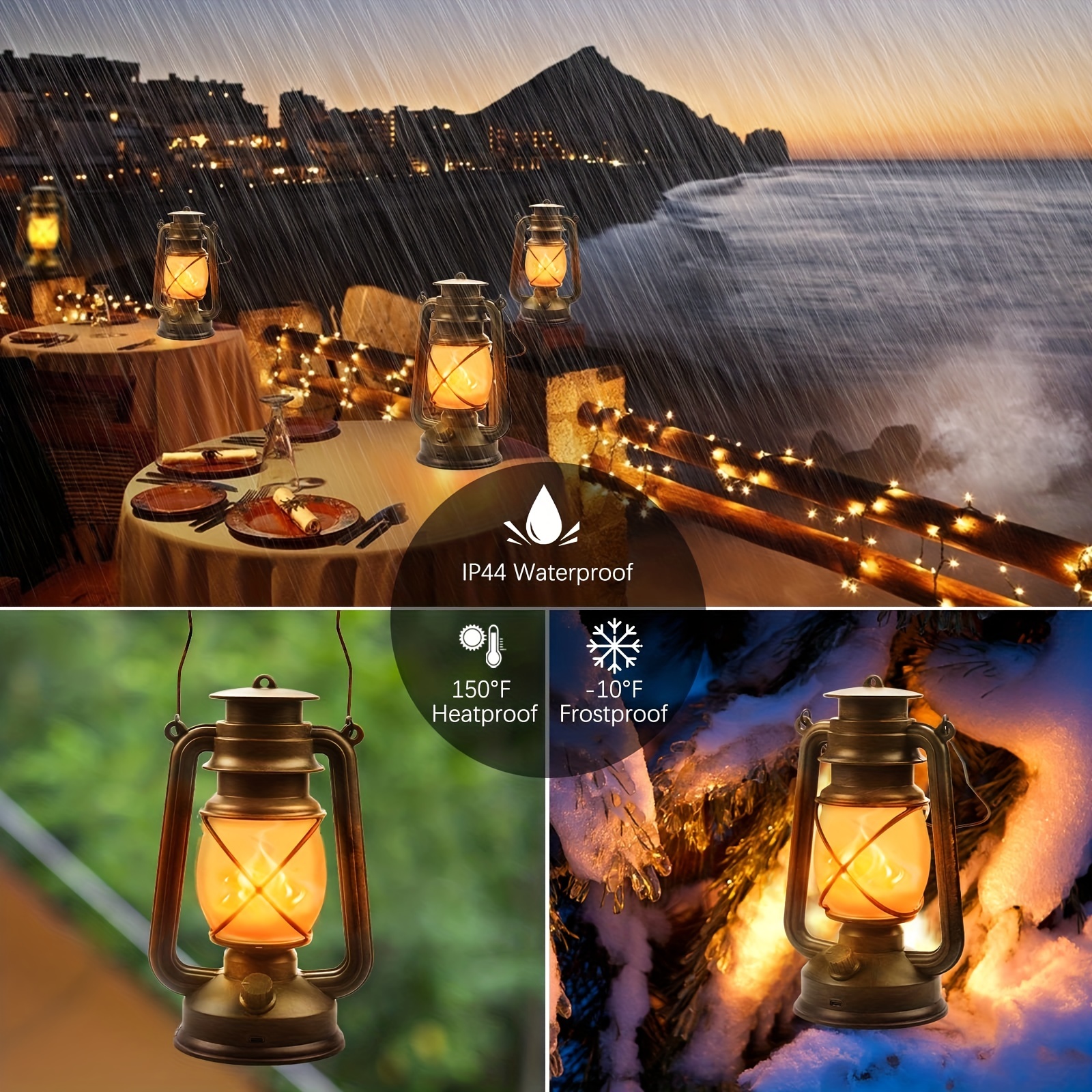 LED Vintage Lantern Flickering Flame, Indoor/Outdoor Hanging Decorations  Lanterns for Patio Waterproof, Remote Control, Timer, Christmas Decorative
