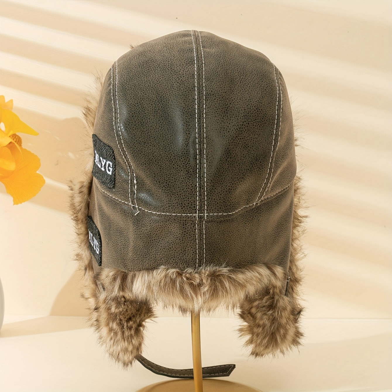 Faux Fur Unisex Bomber Hat Winter Warm Plush Ear Flap Hats - Temu