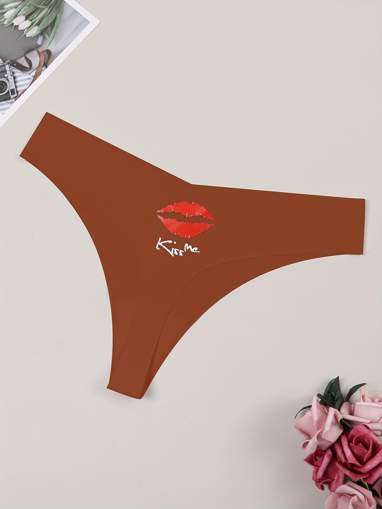 Lips Pattern Thongs Soft Comfy Stretchy Intimates Panties - Temu Canada