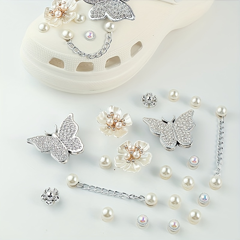  Bling Croc Charms for Women Girls, Trendy Butterfly