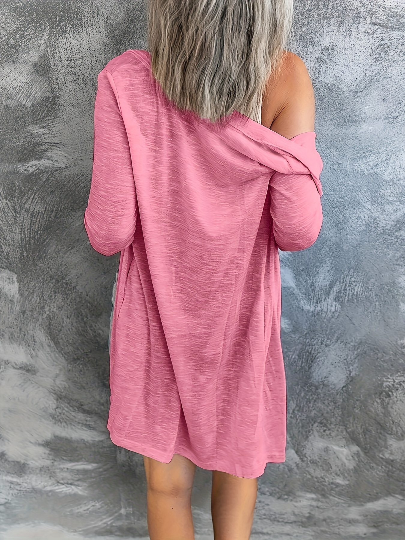 Women's Plus Size Casual Cardigan, Solid Button Up Long Sleeve Cardigan