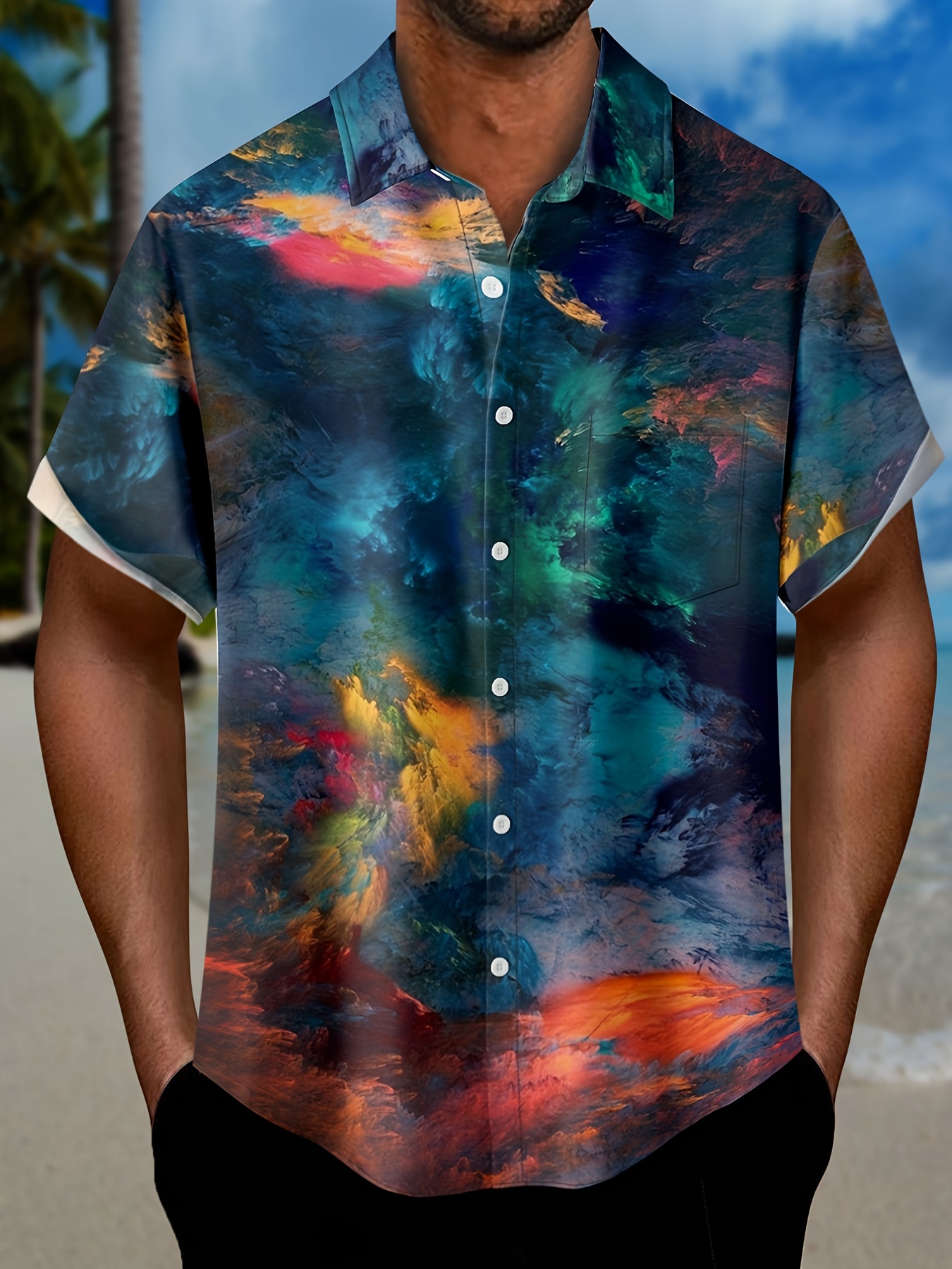 Plus Size Lapel Men's Hawaiian Shirt Tiger Graphic Button Down Shirts ...