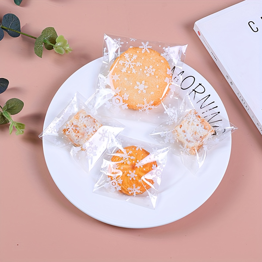 100pcs clear snowflake christmas printing cookie bags self Temu