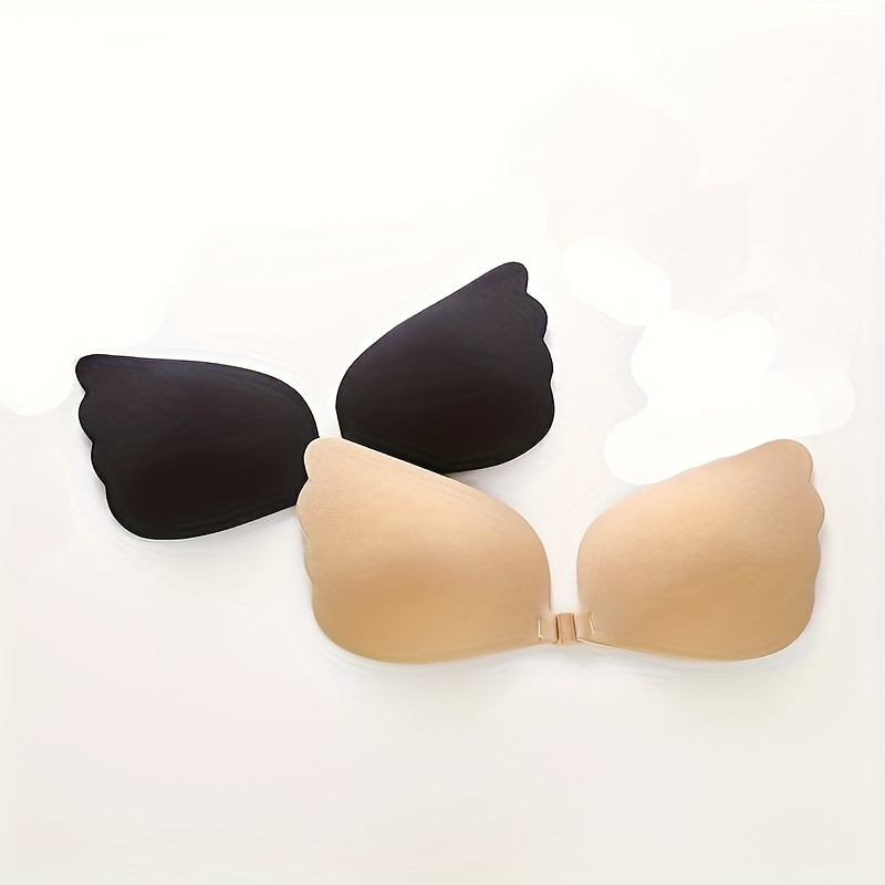 Invisible Adhesive Strapless Bra 2 Pack Sticky Push Up Silicone Bra with  Drawstring for Women