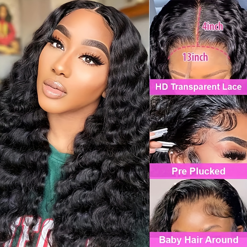 MEIKING 13x4 Deep Wave Lace Front Wigs Human Hair 150% Density Deep Wave Frontal  Wigs Human Hair HD Lace 16 Inch Curly Wigs for Black Women Pre Plucked with  Baby Hair Curly