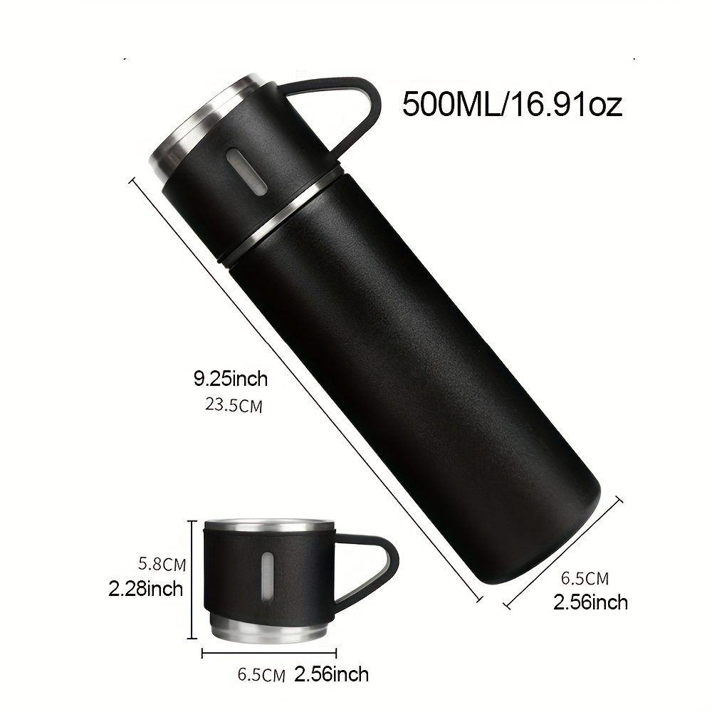 1.2L 304 Stainless Steel Double-Layer Vacuum Flask Water Bottle Travel Mug Vacuum Insulated Bottle, Size: 30.5, Black