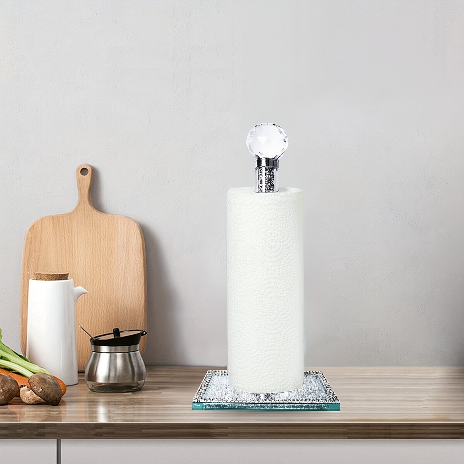 1pc Crystal Paper Towel Holder Stand, Bling Glass Handmade Kitchen  Countertop Paper Towel Roll Dispenser Holders, Diamond Effect Standing  Bathroom Dec