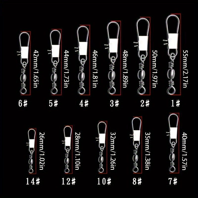 30pcs Fishhook Connectors Barrel Swivel Safety Snap Solid Ring Fishing
