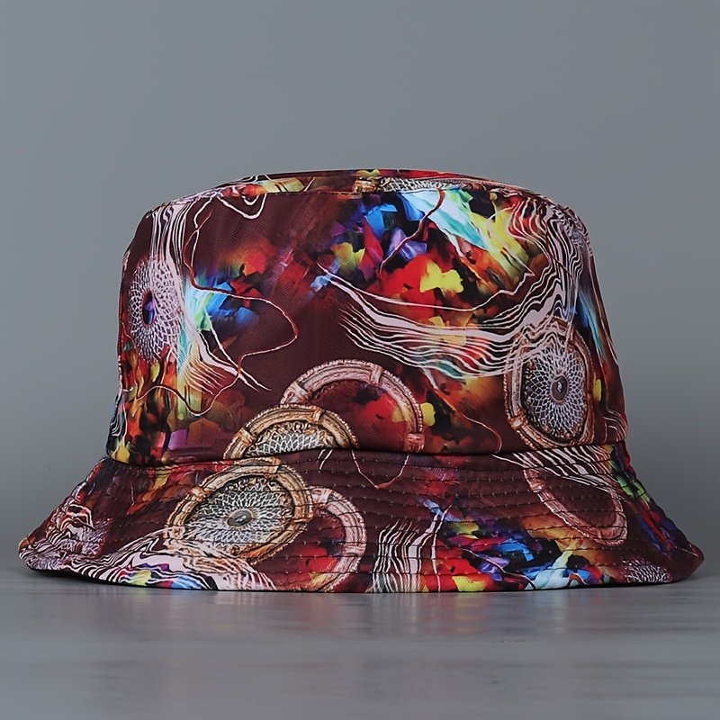 Rust Red Reversible Bucket Hat Retro Mesh Brass Mirror Temu Australia