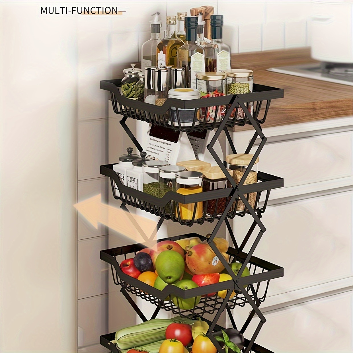 Multipurpose Kitchen Trolley with Rotating Basket: Use It for Fruits,  Vegetables, Spices, or Anything Else