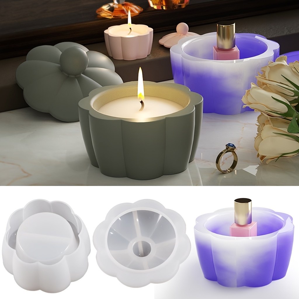 

1set Flower Shaped Jewelry Box Silicone Molds, Resin Storage Box Candle Holder Casting Silicone Mold For Diy Crafts Hand Making Lover