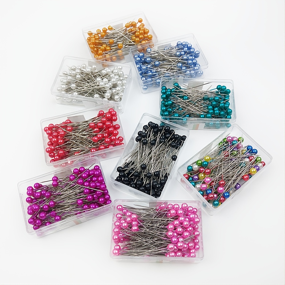 100Pcs/Box 38mm Sewing Pins Glass Ball Multicolor Head Pins Straight  Quilting Pins with Pearl Heads DIY Crafts Sewing Tool