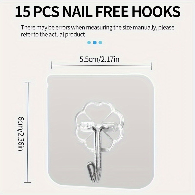 30pcs Transparent Double-sided Adhesive Hooks, Traceless Nail